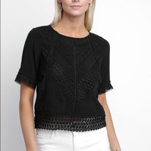 Black Abbeline embroidered short sleeve blouse
